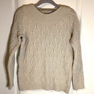 Croft & Barrow Women's Glittery Mock High Neck Sweater Size M Cable Knit Cream